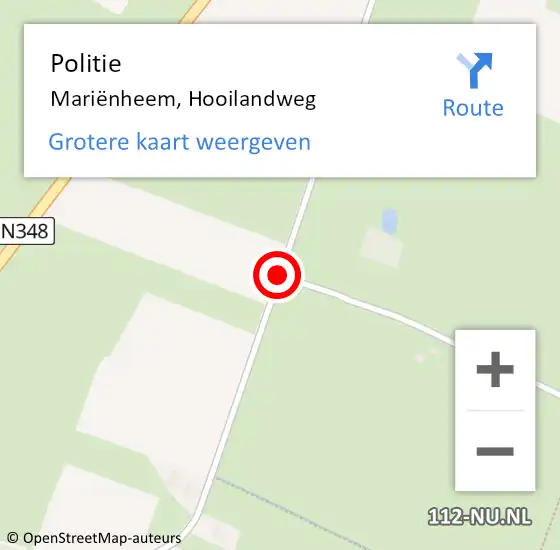 Locatie op kaart van de 112 melding: Politie Mariënheem, Hooilandweg op 1 september 2020 11:22