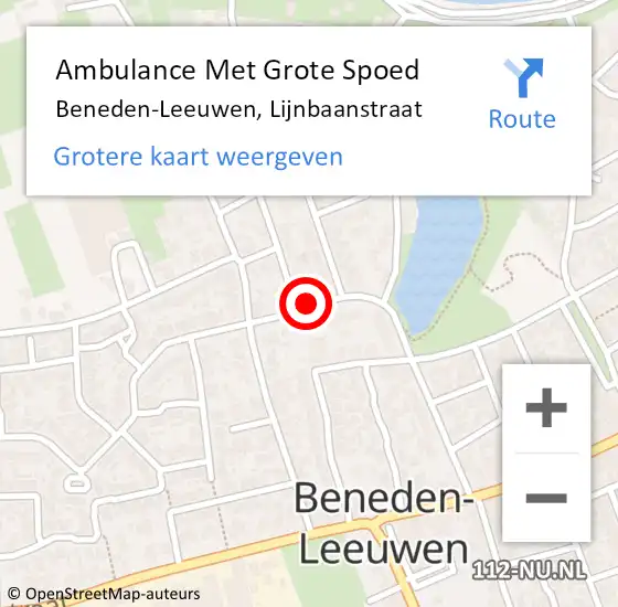 Locatie op kaart van de 112 melding: Ambulance Met Grote Spoed Naar Beneden-Leeuwen, Lijnbaanstraat op 1 september 2020 11:28