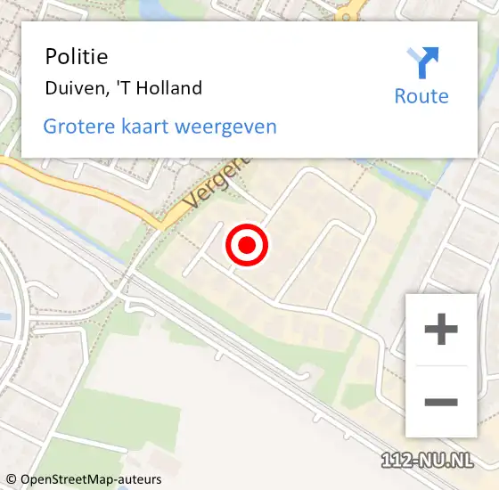 Locatie op kaart van de 112 melding: Politie Duiven, 'T Holland op 1 september 2020 11:56