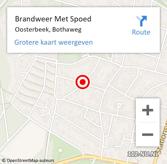 Locatie op kaart van de 112 melding: Brandweer Met Spoed Naar Oosterbeek, Bothaweg op 1 september 2020 12:25