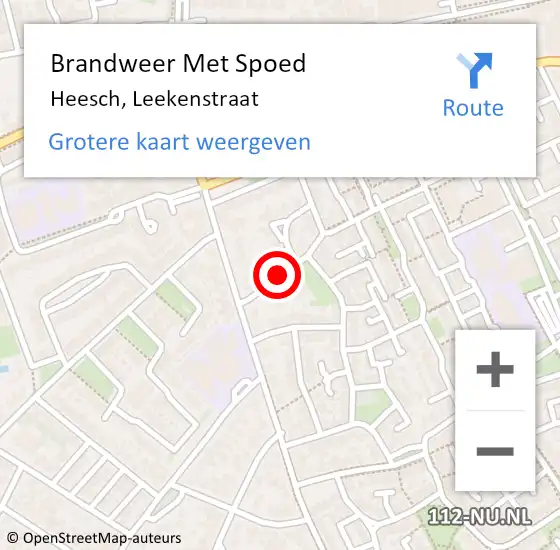 Locatie op kaart van de 112 melding: Brandweer Met Spoed Naar Heesch, Leekenstraat op 1 september 2020 12:36