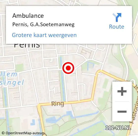 Locatie op kaart van de 112 melding: Ambulance Pernis, G.A.Soetemanweg op 1 september 2020 13:30
