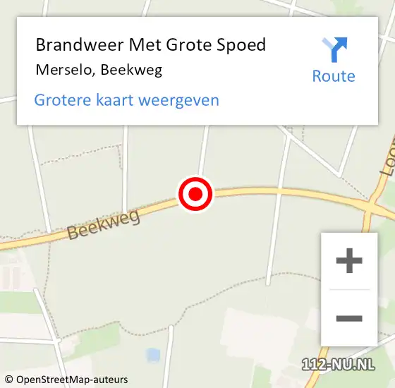 Locatie op kaart van de 112 melding: Brandweer Met Grote Spoed Naar Merselo, Beekweg op 1 september 2020 14:36