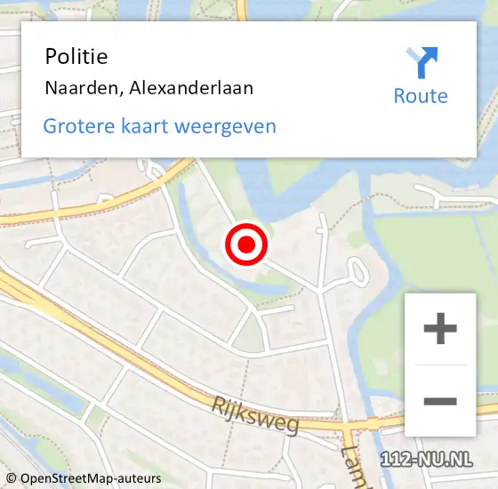 Locatie op kaart van de 112 melding: Politie Naarden, Alexanderlaan op 1 september 2020 15:10