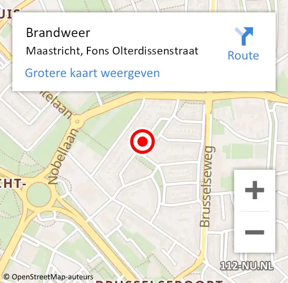 Locatie op kaart van de 112 melding: Brandweer Maastricht, Fons Olterdissenstraat op 17 mei 2014 16:41