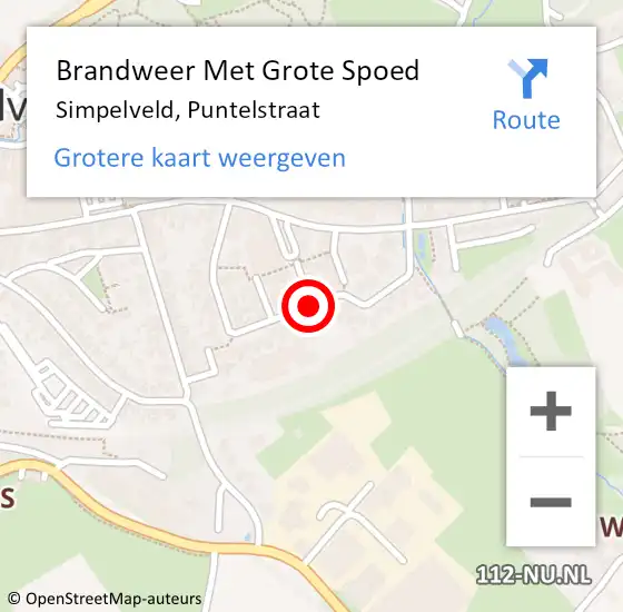 Locatie op kaart van de 112 melding: Brandweer Met Grote Spoed Naar Simpelveld, Puntelstraat op 1 september 2020 15:55