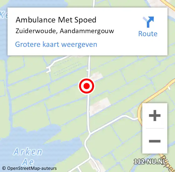 Locatie op kaart van de 112 melding: Ambulance Met Spoed Naar Zuiderwoude, Aandammergouw op 1 september 2020 16:26