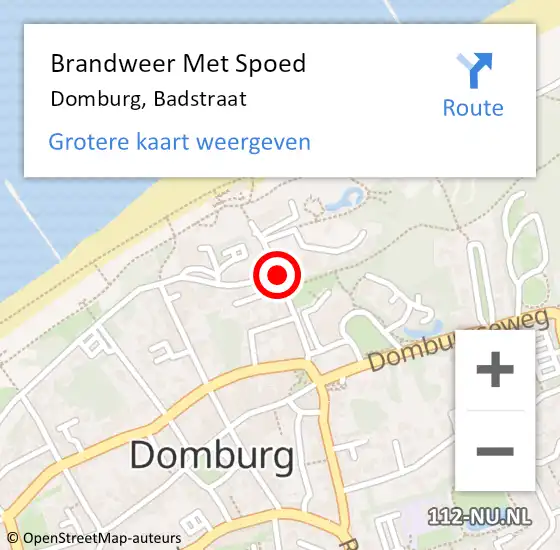 Locatie op kaart van de 112 melding: Brandweer Met Spoed Naar Domburg, Badstraat op 1 september 2020 16:38