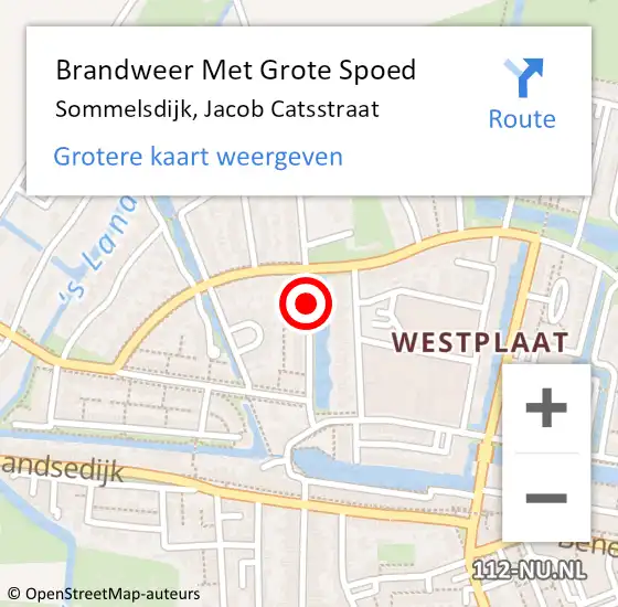 Locatie op kaart van de 112 melding: Brandweer Met Grote Spoed Naar Sommelsdijk, Jacob Catsstraat op 1 september 2020 16:43