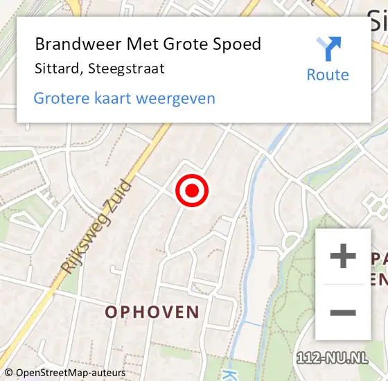 Locatie op kaart van de 112 melding: Brandweer Met Grote Spoed Naar Sittard, Steegstraat op 1 september 2020 16:58