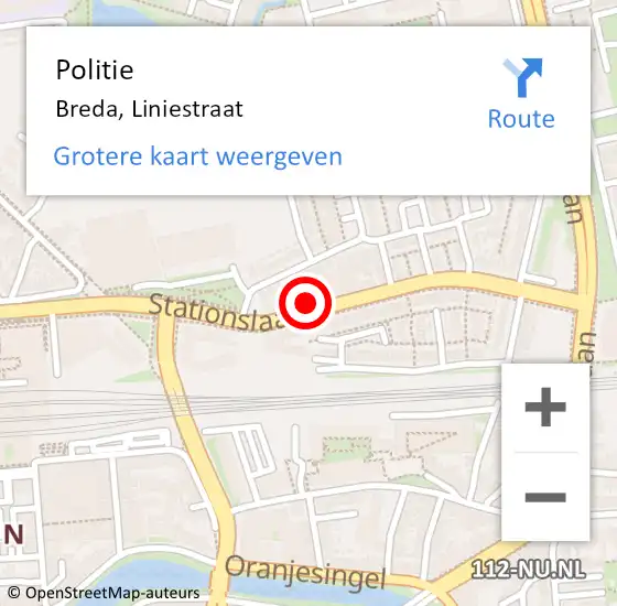 Locatie op kaart van de 112 melding: Politie Breda, Liniestraat op 1 september 2020 17:35