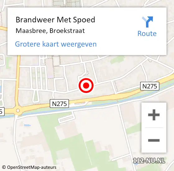 Locatie op kaart van de 112 melding: Brandweer Met Spoed Naar Maasbree, Broekstraat op 1 september 2020 17:45