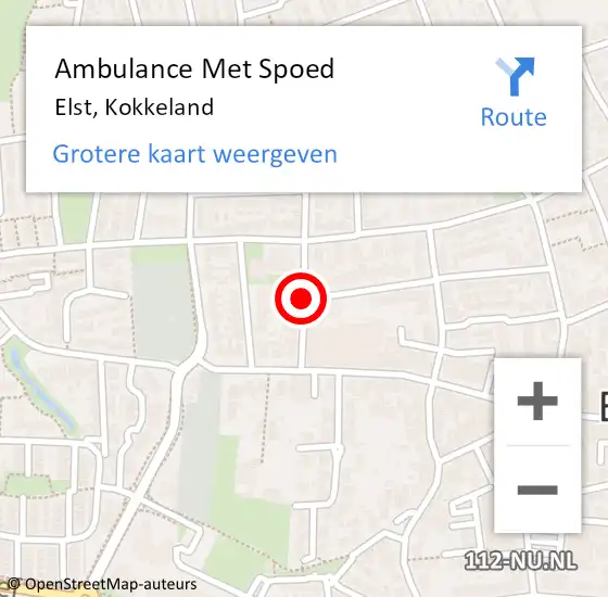 Locatie op kaart van de 112 melding: Ambulance Met Spoed Naar Elst, Kokkeland op 1 september 2020 22:00