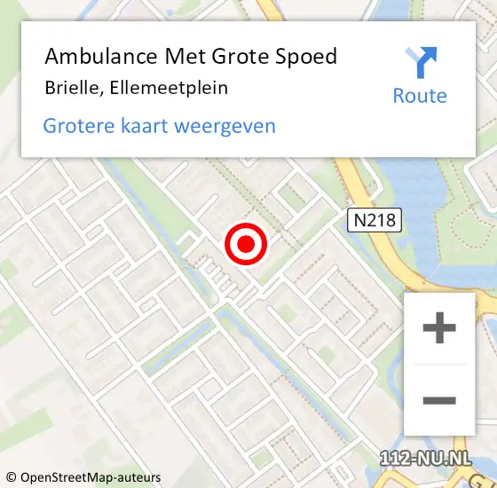 Locatie op kaart van de 112 melding: Ambulance Met Grote Spoed Naar Brielle, Ellemeetplein op 1 september 2020 23:53