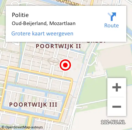 Locatie op kaart van de 112 melding: Politie Oud-Beijerland, Mozartlaan op 2 september 2020 01:10