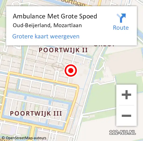 Locatie op kaart van de 112 melding: Ambulance Met Grote Spoed Naar Oud-Beijerland, Mozartlaan op 2 september 2020 01:11