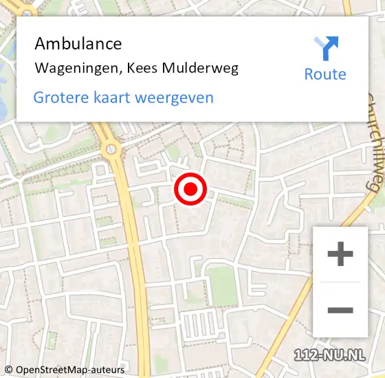 Locatie op kaart van de 112 melding: Ambulance Wageningen, Kees Mulderweg op 2 september 2020 02:23