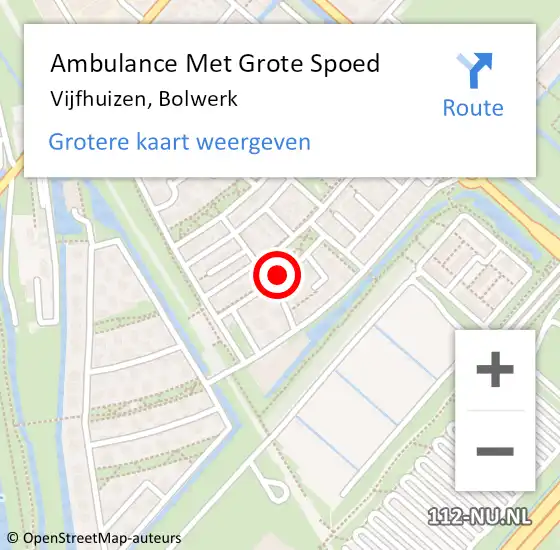 Locatie op kaart van de 112 melding: Ambulance Met Grote Spoed Naar Vijfhuizen, Bolwerk op 2 september 2020 04:06