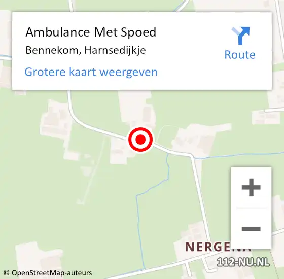Locatie op kaart van de 112 melding: Ambulance Met Spoed Naar Bennekom, Harnsedijkje op 2 september 2020 07:48
