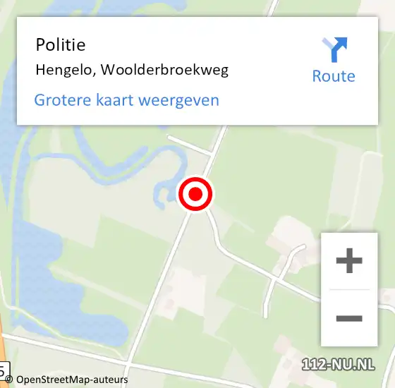 Locatie op kaart van de 112 melding: Politie Hengelo, Woolderbroekweg op 2 september 2020 07:56