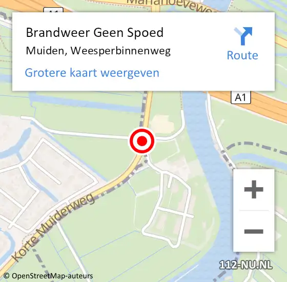 Locatie op kaart van de 112 melding: Brandweer Geen Spoed Naar Muiden, Weesperbinnenweg op 2 september 2020 08:15