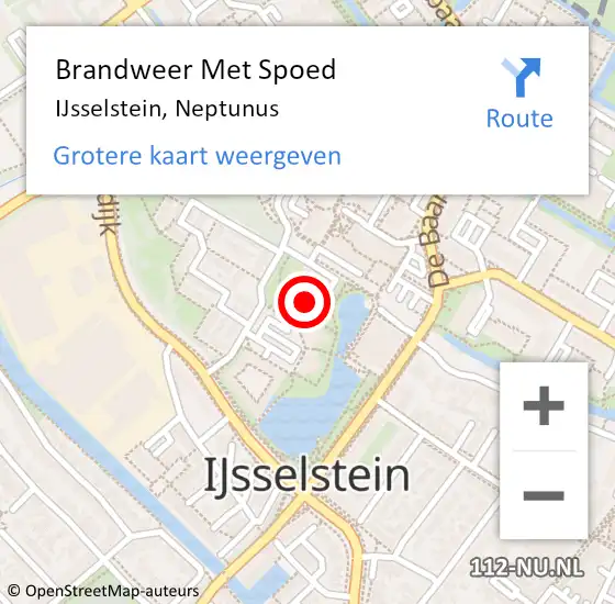 Locatie op kaart van de 112 melding: Brandweer Met Spoed Naar IJsselstein, Neptunus op 2 september 2020 10:05