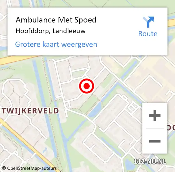 Locatie op kaart van de 112 melding: Ambulance Met Spoed Naar Hoofddorp, Landleeuw op 2 september 2020 11:07