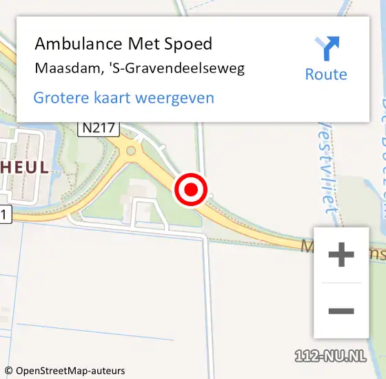 Locatie op kaart van de 112 melding: Ambulance Met Spoed Naar Maasdam, 'S-Gravendeelseweg op 2 september 2020 11:25