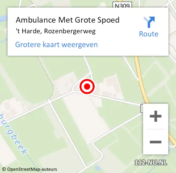 Locatie op kaart van de 112 melding: Ambulance Met Grote Spoed Naar 't Harde, Rozenbergerweg op 17 mei 2014 18:00