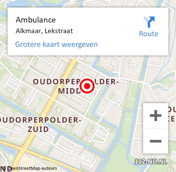 Locatie op kaart van de 112 melding: Ambulance Alkmaar, Lekstraat op 2 september 2020 11:38