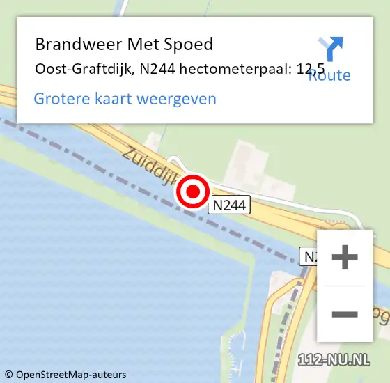 Locatie op kaart van de 112 melding: Brandweer Met Spoed Naar Oost-Graftdijk, N244 hectometerpaal: 12,5 op 5 september 2013 20:22