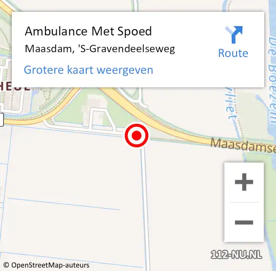 Locatie op kaart van de 112 melding: Ambulance Met Spoed Naar Maasdam, 'S-Gravendeelseweg op 2 september 2020 11:55