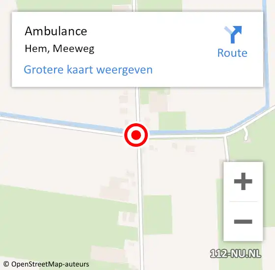 Locatie op kaart van de 112 melding: Ambulance Hem, Meeweg op 2 september 2020 12:27