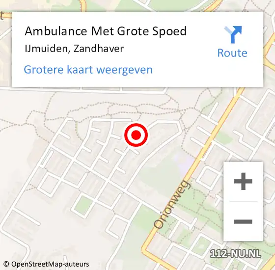 Locatie op kaart van de 112 melding: Ambulance Met Grote Spoed Naar IJmuiden, Zandhaver op 2 september 2020 13:19