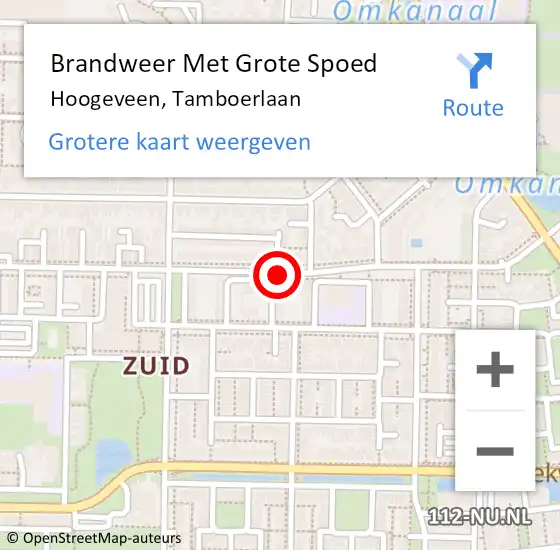 Locatie op kaart van de 112 melding: Brandweer Met Grote Spoed Naar Hoogeveen, Tamboerlaan op 2 september 2020 13:25