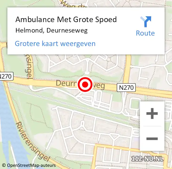 Locatie op kaart van de 112 melding: Ambulance Met Grote Spoed Naar Helmond, Deurneseweg op 2 september 2020 14:40