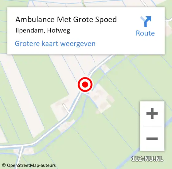 Locatie op kaart van de 112 melding: Ambulance Met Grote Spoed Naar Ilpendam, Hofweg op 2 september 2020 14:42