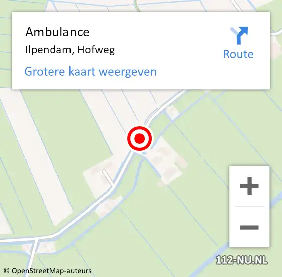 Locatie op kaart van de 112 melding: Ambulance Ilpendam, Hofweg op 2 september 2020 14:50