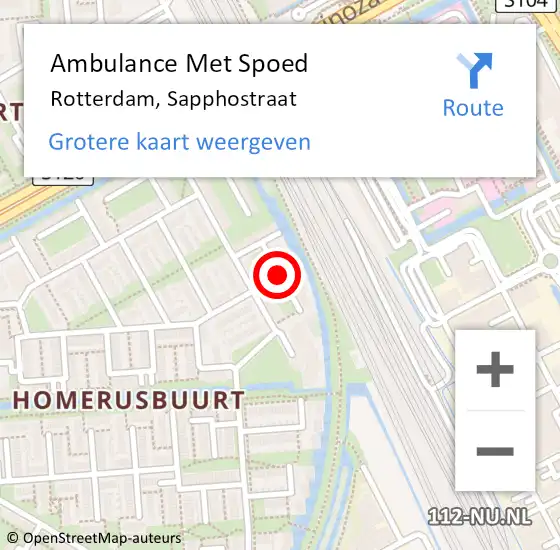 Locatie op kaart van de 112 melding: Ambulance Met Spoed Naar Rotterdam, Sapphostraat op 2 september 2020 15:16