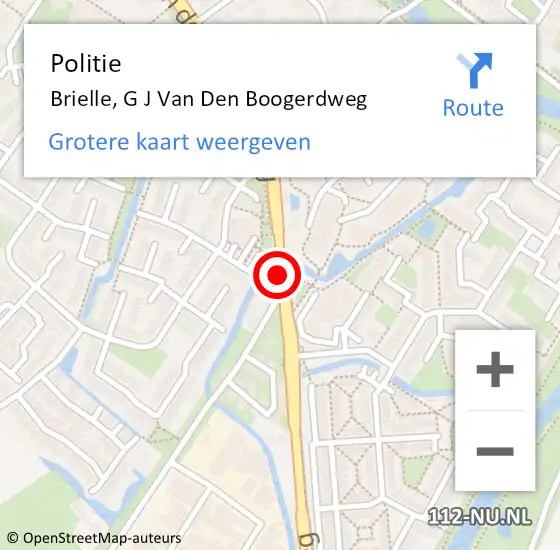 Locatie op kaart van de 112 melding: Politie Brielle, G J Van Den Boogerdweg op 2 september 2020 16:08