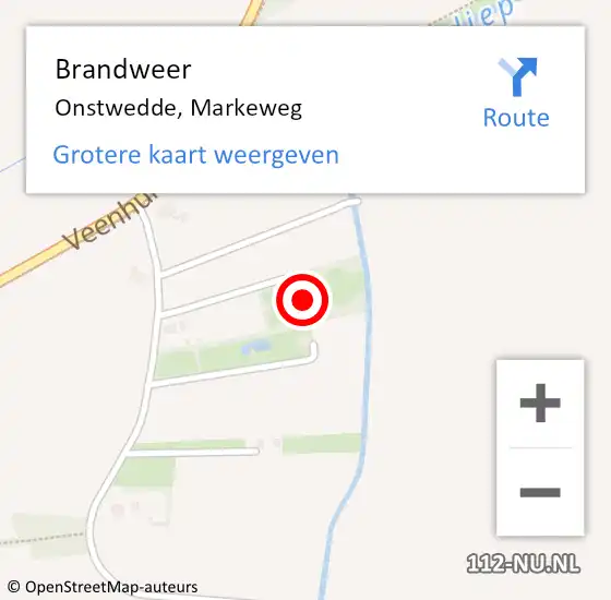 Locatie op kaart van de 112 melding: Brandweer Onstwedde, Markeweg op 17 mei 2014 18:39