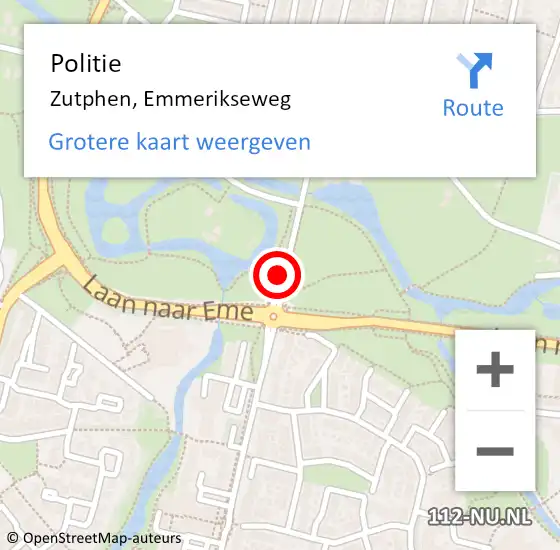 Locatie op kaart van de 112 melding: Politie Zutphen, Emmerikseweg op 2 september 2020 17:24