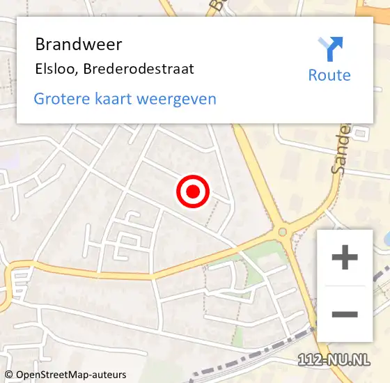 Locatie op kaart van de 112 melding: Brandweer Elsloo, Brederodestraat op 17 mei 2014 18:58