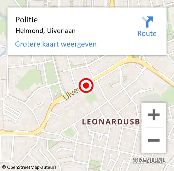 Locatie op kaart van de 112 melding: Politie Helmond, Uiverlaan op 2 september 2020 20:23