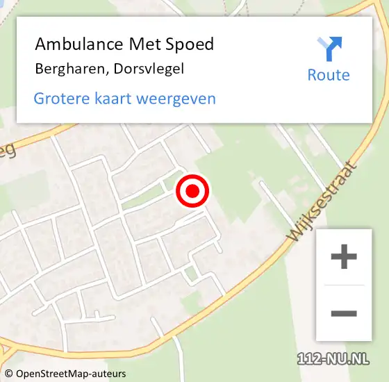 Locatie op kaart van de 112 melding: Ambulance Met Spoed Naar Bergharen, Dorsvlegel op 2 september 2020 20:30