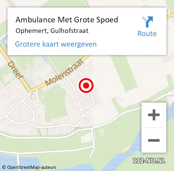 Locatie op kaart van de 112 melding: Ambulance Met Grote Spoed Naar Ophemert, Gulhofstraat op 2 september 2020 20:54