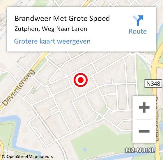 Locatie op kaart van de 112 melding: Brandweer Met Grote Spoed Naar Zutphen, Weg Naar Laren op 2 september 2020 23:25