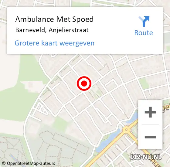 Locatie op kaart van de 112 melding: Ambulance Met Spoed Naar Barneveld, Anjelierstraat op 3 september 2020 01:39
