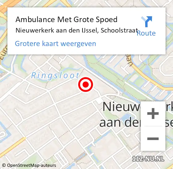 Locatie op kaart van de 112 melding: Ambulance Met Grote Spoed Naar Nieuwerkerk aan den IJssel, Schoolstraat op 3 september 2020 07:25