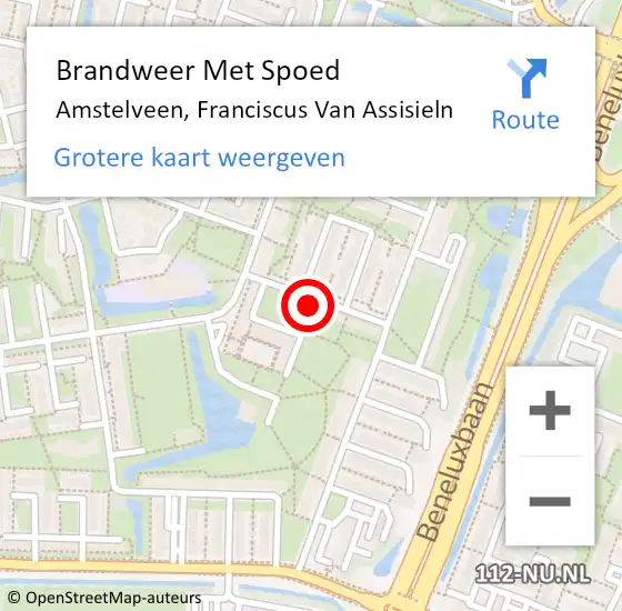 Locatie op kaart van de 112 melding: Brandweer Met Spoed Naar Amstelveen, Franciscus Van Assisieln op 17 mei 2014 19:39